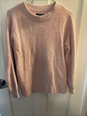 American Eagle Outfitters Light Pink Waffle Crewneck Sweater